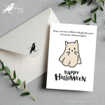 Ghost Cat Happy Halloween - A6 Greeting Card