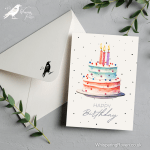 Happy Birthday Cake - A6 Greeting Card