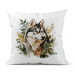Autumnal Alaskan Malamute Linen Cushion Covers 30x30cm