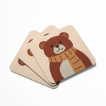 Autumnal Happy Bear with Scarf Coasters