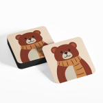 Autumnal Happy Bear with Scarf Coasters