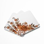 Autumnal Corner Pattern Leaves Coasters