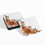 Autumnal Corner Pattern Leaves Coasters