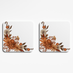 Autumnal Corner Pattern Leaves Coasters