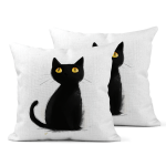 Black Cat Linen Cushion Covers 30x30cm