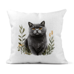 British Blue Cat Linen Cushion Covers 30x30cm