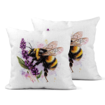 Bumble Bee on Flower Linen Cushion Covers 30x30cm