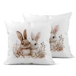 Pair of Bunnies Linen Cushion Covers 30x30cm