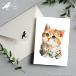 Cat Wrapped in Christmas Lights - A6 Greeting Card