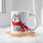 Christmas Husky in Scarf Ceramic 11oz Mug