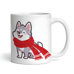 Christmas Husky in Scarf Ceramic 11oz Mug