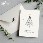 Gold and Black Christmas Tree - A6 Greeting Card