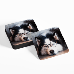Husky Wearing Glasses Coasters