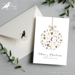 Merry Christmas Gold Bauble - A6 Greeting Card