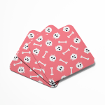 Cute Skulls & Bones with Pink Bow Coaster