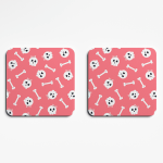 Cute Skulls & Bones with Pink Bow Coaster