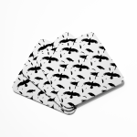 Raven Patterned Black and White Coasters