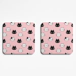 Sleepy Black and White Cat Heads Coasters
