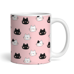 Sleepy Black and White Cat Faces Ceramic 11oz Mug