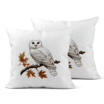 White Owl Linen Cushion Covers 30x30cm