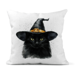 Witches Black Cat Linen Cushion Covers 30x30cm