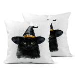 Witches Black Cat Linen Cushion Covers 30x30cm