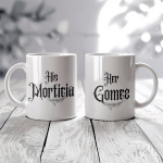 His Morticia Her Gomez Mug Set - 2 Ceramic 11oz Mugs