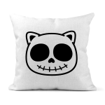 Happy Kawaii Cute Cat Skull Linen Cushion Covers