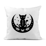 Moon Cat Magic Linen Cushion Covers