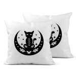 Moon Cat Magic Linen Cushion Covers
