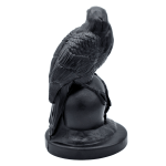 Back view of handmade black raven on skull ornament