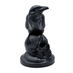 Front side view of the raven skull ornament