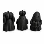 Three Cute Ghosts with Pumpkins - Handmade Ornaments - Set of 3 Ghosts